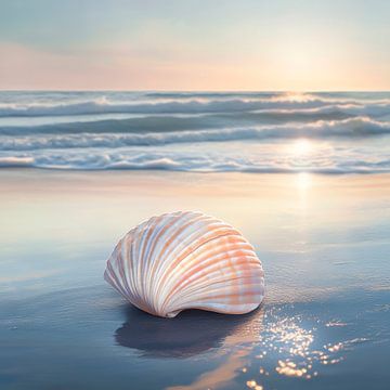 Zeemeeuw op het strand van Poster Art Shop