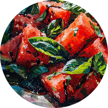 Zomerse Verfrissing | Watermeloen Schilderij van ARTEO Schilderijen