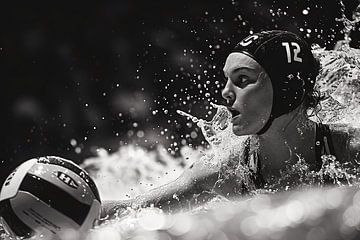 Waterpolo Intensiteit: Focus in Monochroom van Karina Brouwer