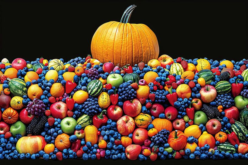 Colourful still life with pumpkin by Art & Soul Creations