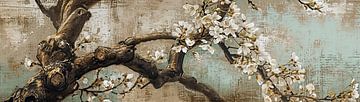 Magnolien-Leinwandkunst | Rustikaler Magnolienzweig von De Mooiste Kunst