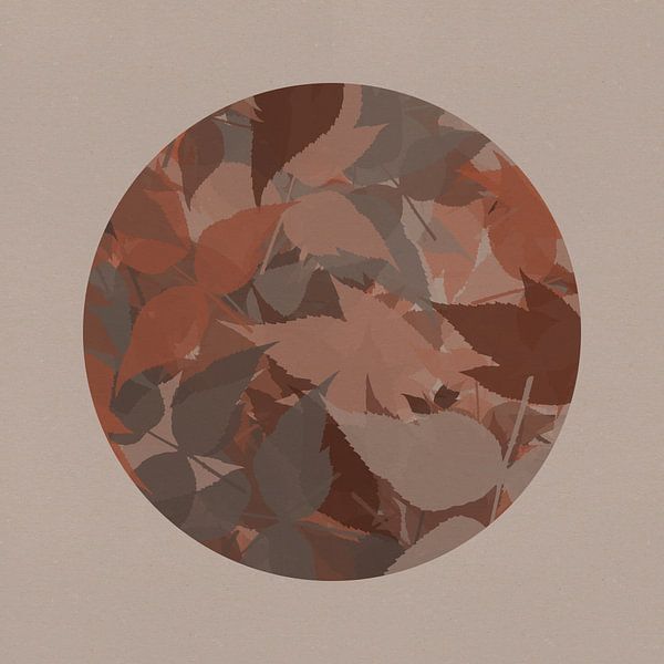 Japandi botanical in neutral beige and brown. Leaves in earthy tones. by Dina Dankers