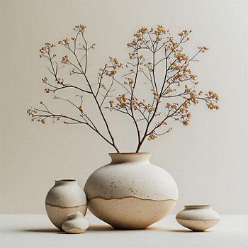 A Wabi-Sabi Japandi vase with cow parsley.