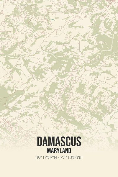 Carte ancienne de Damascus (Maryland), USA. par Affiches de lieux