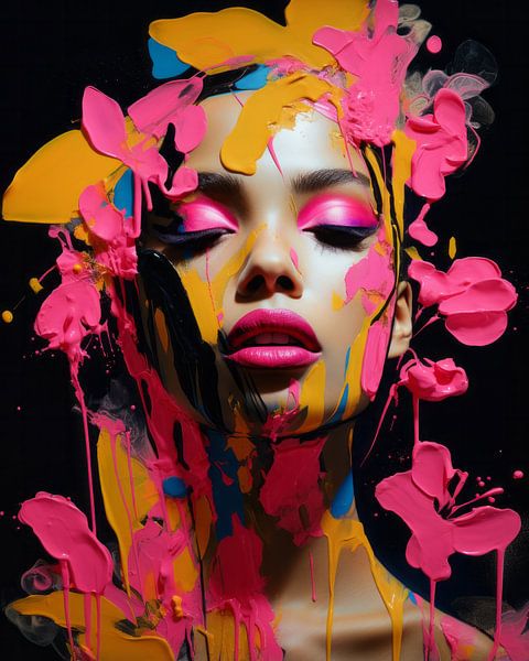 Portrait coloré &quot;I love neon&amp;quot ; par Carla Van Iersel