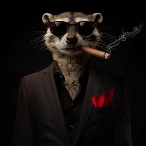 Erdmännchen mit Zigarre und Sonnenbrille