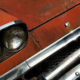 Detail van roestige oude rode Ford van Alice Berkien-van Mil