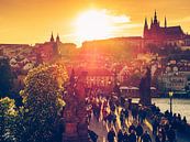 Prag – Karlsbrücke im Sonnenuntergang van Alexander Voss thumbnail
