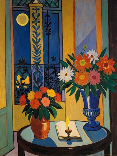 Table With Flowers Style Henri Matisse