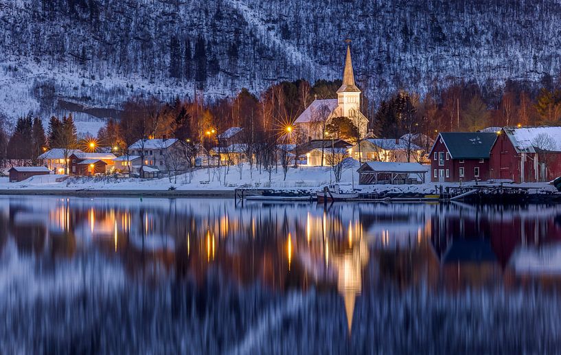 Rognan in winter, Noorwegen van Adelheid Smitt