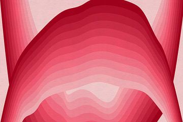 Rood, roze en wit minimalistisch abstract landschap van Dina Dankers