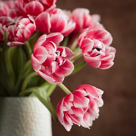 Pink tulips in a vase by Lorena Cirstea