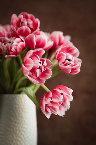 Roze tulpen in een vaas