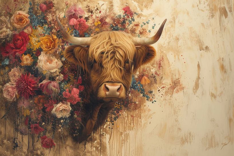 Highland Harmony - Blossom Splendour - Scottish highlander by Eva Lee