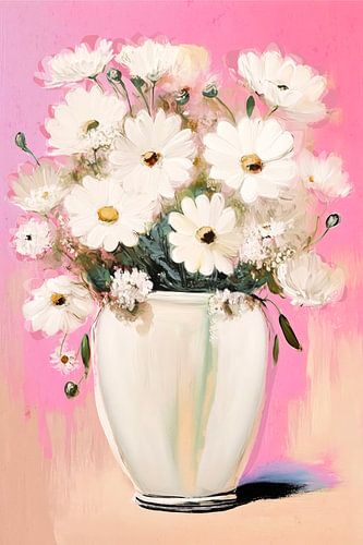 Margarites sur fond rose