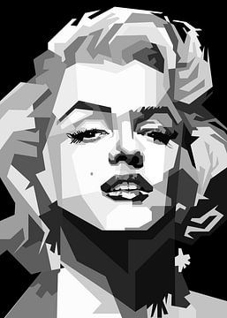 Marilyn Monrore Zwart-wit Portret Illustratie van Artkreator