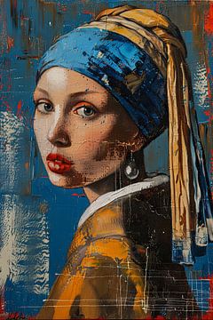 Het meisje met de parel - expressionistisch van Poster Art Shop