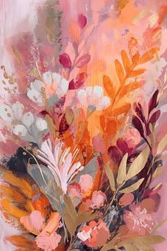 Abstract bouquet in warm colours by NJ Midnight Studio