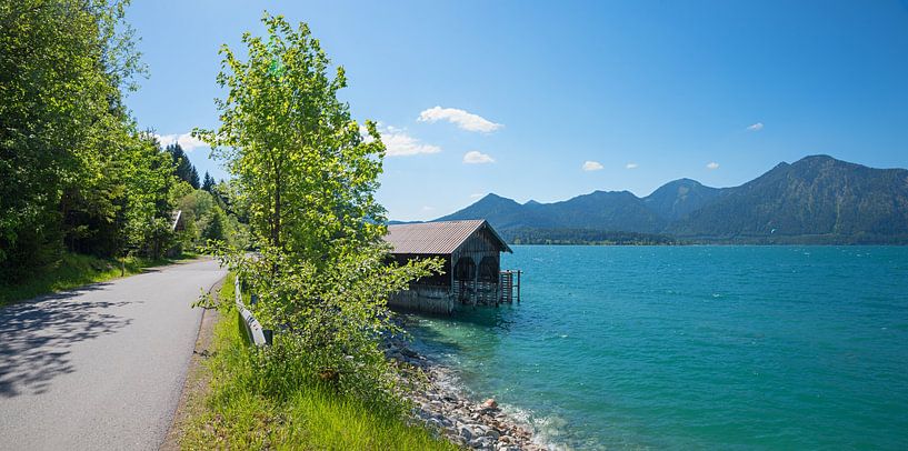 lakeside road Walchensee at springtime. upper bavarian landscape by SusaZoom