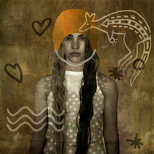 Girl Kangaroo Graffiti Art Swimming Cap