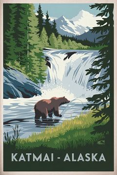 Katmai - Alaska Vintage Reisposter van Poster Art Shop