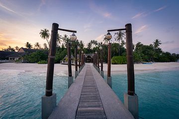 Zonsondergang op de Malediven van Michiel Dros