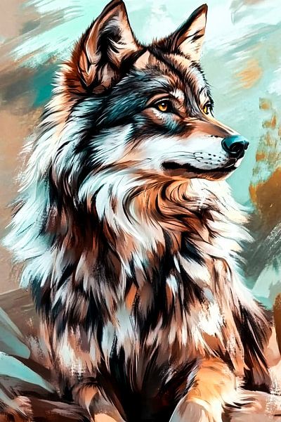 Realistic wolf portrait in colours by Art & Soul Creations