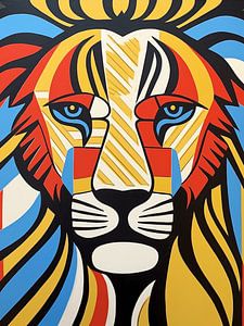 Löwe Portrait stilisiert grafisch Savanne König majestätisch
