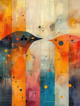 Moderne Vogels Design | Portret van Abstract Schilderij