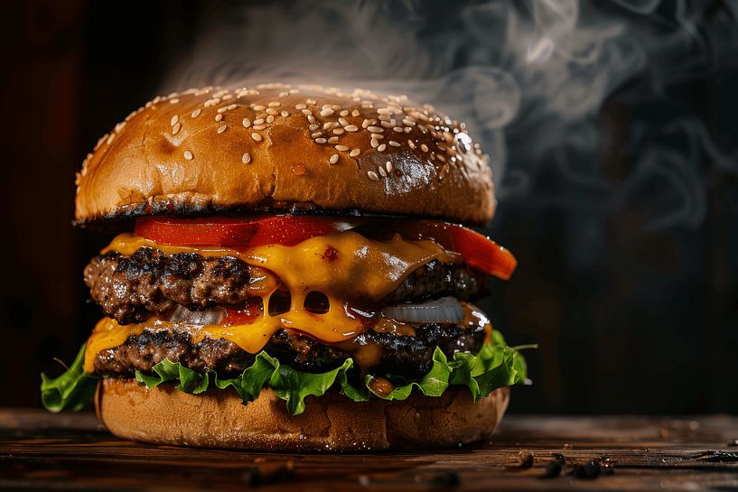 Heißer Cheeseburger - Stilvolles Küchenposter von Poster Art Shop