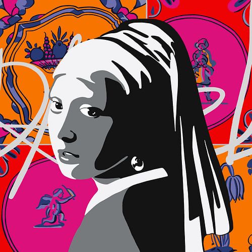 Girl with a Pearl Earring in bright colours