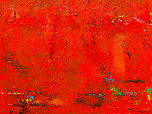 Red | Rood abstract schilderij van Anja Namink - Schilderijen
