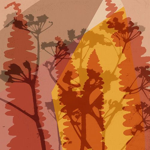 Abstracte tuin in heldere pasteltinten