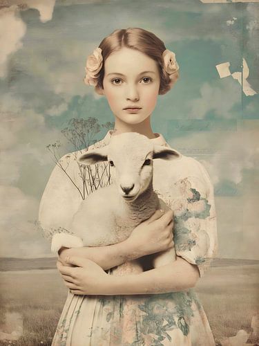 Girl with baby sheep