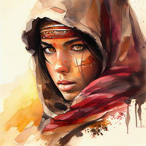 Watercolor Tuareg Woman #5 by Chromatic Fusion Studio