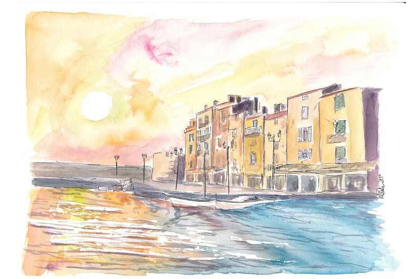 Promenade du port de Saint-Tropez sur la Côte d'Azur par Markus Bleichner