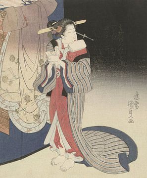Kurtisane bei der Vorbereitung auf die Nacht, ca. 1826 - ca. 1827 Japanische Kunst Ukiyo-e von Dina Dankers