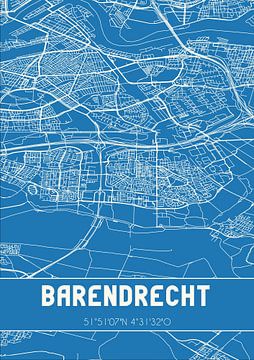 Blauwdruk | Landkaart | Barendrecht (Zuid-Holland) van MijnStadsPoster