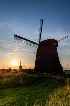Windmills and  sunset