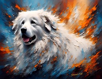 Grote Pyreneese Hond Kunst | Origineel Kunstwerk door Johanna's Art van Johannas Art Creations