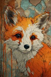 Fuchs Porträt mit urbaner Textur