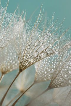 Fresh spring feeling! Tiny water droplets hang from the fluff of the Tragopogon by Marjolijn van den Berg