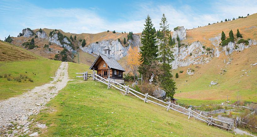 wooden chapel at Brauneck mountain, idyllic bavarian landscape by SusaZoom