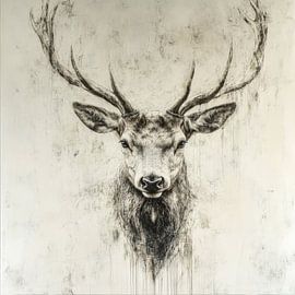 Expressive sketch of a majestic stag by MArt