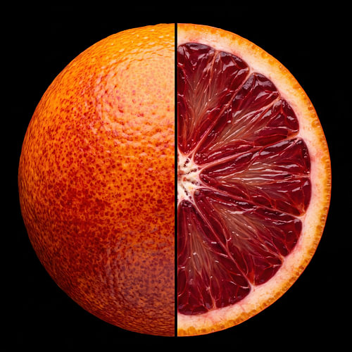 Blood Orange — Whole and Cut Open
