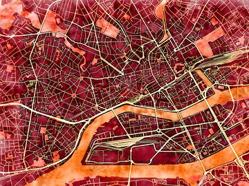 Carte de Angers avec le style 'Amber Autumn' sur Maporia