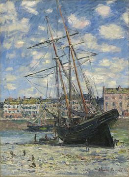 Boot liggend bij eb, Claude Monet....