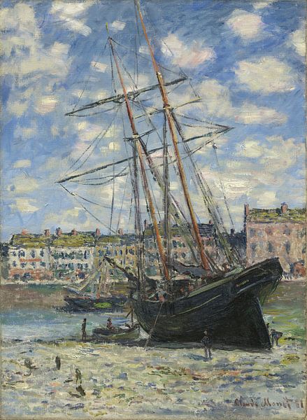 Boot liegt bei Ebbe, Claude Monet von Meisterhafte Meister