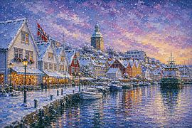 Stavanger in Norway, an impressionist painting. by Gallery Hoppenbrouwers