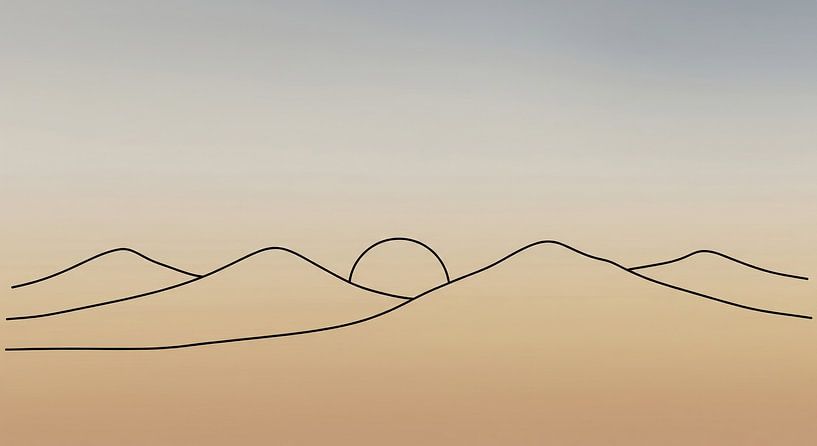 Illustration of Hills and Sun with Gradient Background by Markus Gann